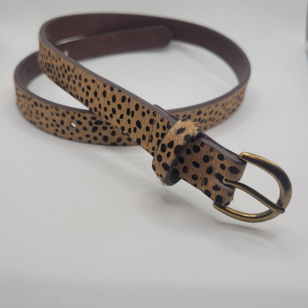 American Eagle Outfitters Belt XS Brown Leather Animal Print Haircalf Boho Chic